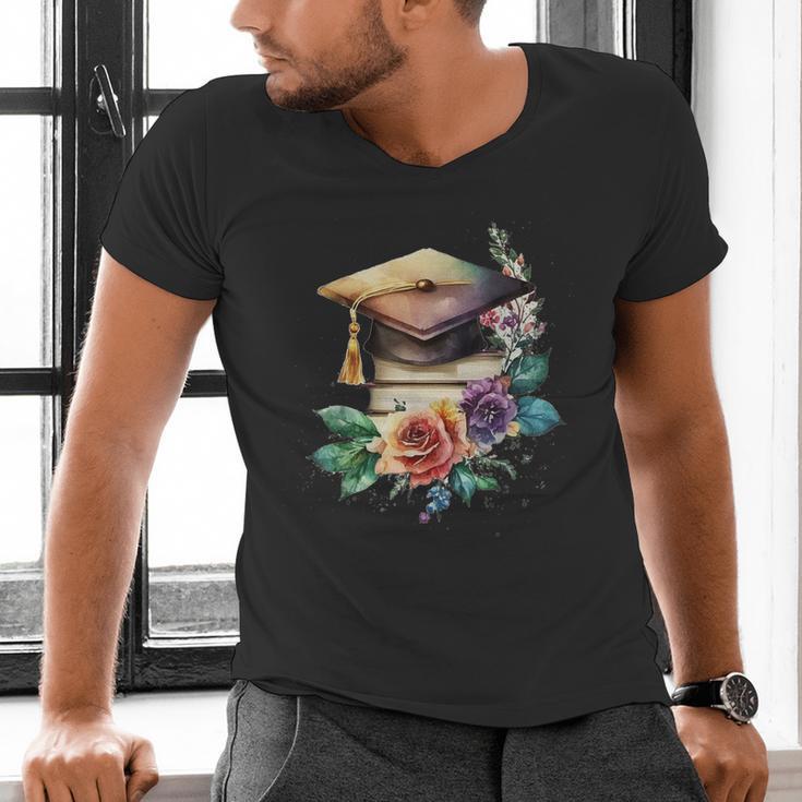 Vintage Hat High School College Graduate Graduation Men's V-Neck T-Shirt