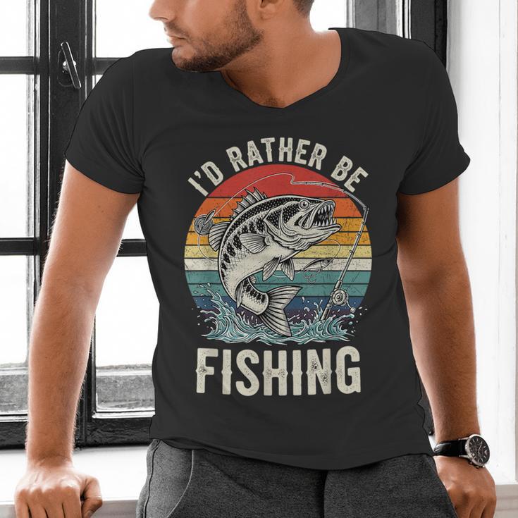Vintage I'd Rather Be Fishing Graphic Bass Dad Boy Men Men's V-Neck T-Shirt Vintage I'd Rather Be Fishing Graphic Bass Dad Boy Men Men's V-Neck T-Shirt