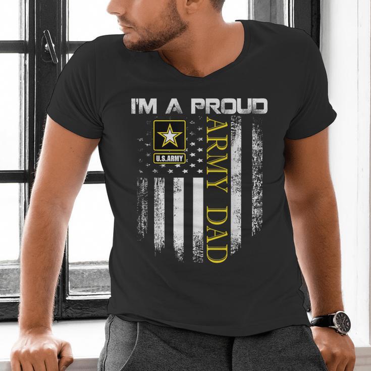 Vintage I'm A Proud Army Dad With American Flag Men's V-Neck T-Shirt