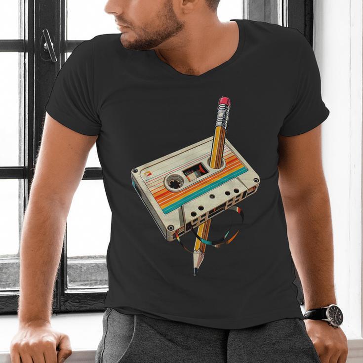 Vintage Pencil Rewind Cassette Tape Nostalgia Party 80s 90s Men's V-Neck T-Shirt