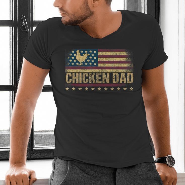 Vintage USA Flag Chicken Dad Stars Men's V-Neck T-Shirt
