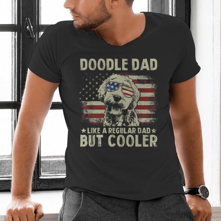 Vintage USA Flag Goldendoodle Doodle Dad Fathers Day Men Men's V-Neck T-Shirt