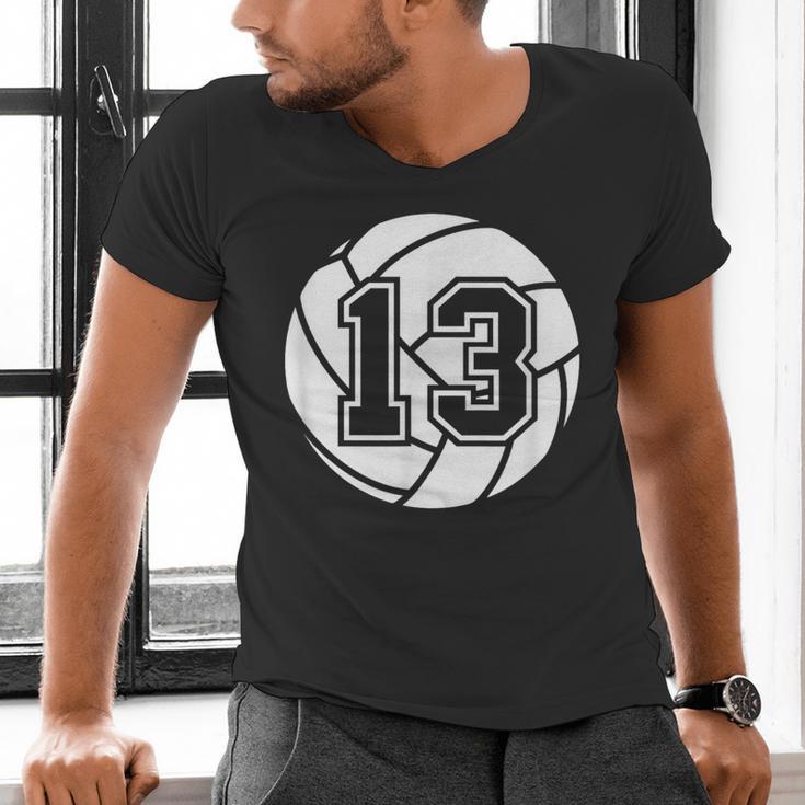Volleyball Player 13 Volleyball Mom Dad Jersey Number 13 Men's V-Neck T-Shirt