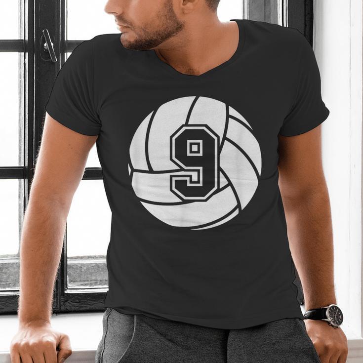 Volleyball Player 9 Volleyball Mom Dad Jersey Number 9 Men's V-Neck T-Shirt