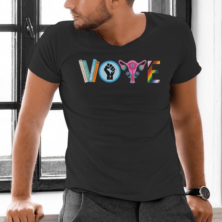 Vote Reproductive Right BLM Political Activism Lgbtq Book Men's V-Neck T-Shirt