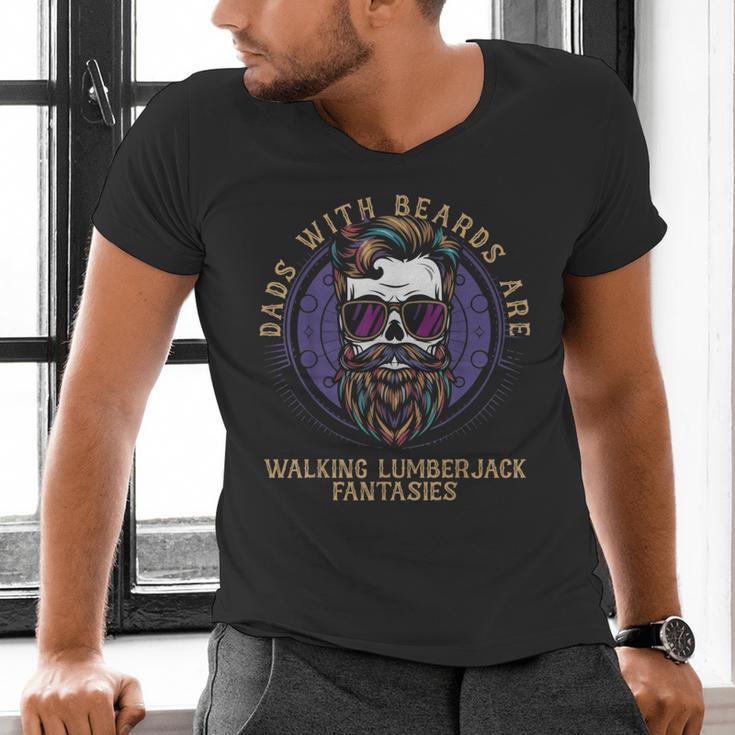 Walking Lumberjack Fantasies Dads With Beards Fantasy Art Men's V-Neck T-Shirt Walking Lumberjack Fantasies Dads With Beards Fantasy Art Men's V-Neck T-Shirt