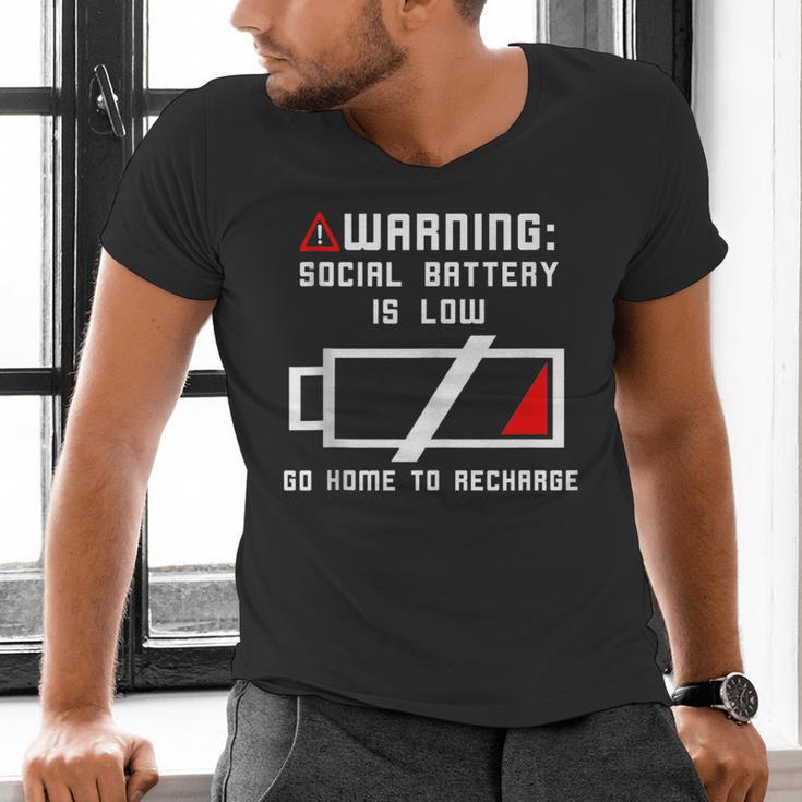 Warning Social Battery Is Low Introvert Shirt Men's V-Neck T-Shirt Warning Social Battery Is Low Introvert Shirt Men's V-Neck T-Shirt