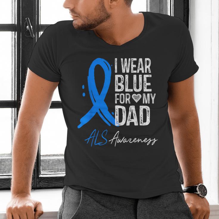 I Wear Blue For My Dad Shirt ALS Awareness Tshirt Men's V-Neck T-Shirt
