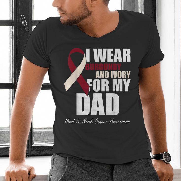 I Wear Burgundy Ivory For My Dad Oral Head Neck Cancer Men's V-Neck T-Shirt