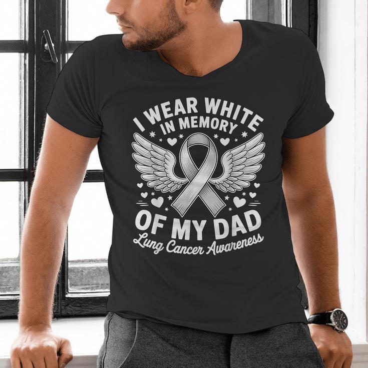 I Wear In Memory Of My Dad Lung Cancer Awareness Men's V-Neck T-Shirt I Wear In Memory Of My Dad Lung Cancer Awareness Men's V-Neck T-Shirt