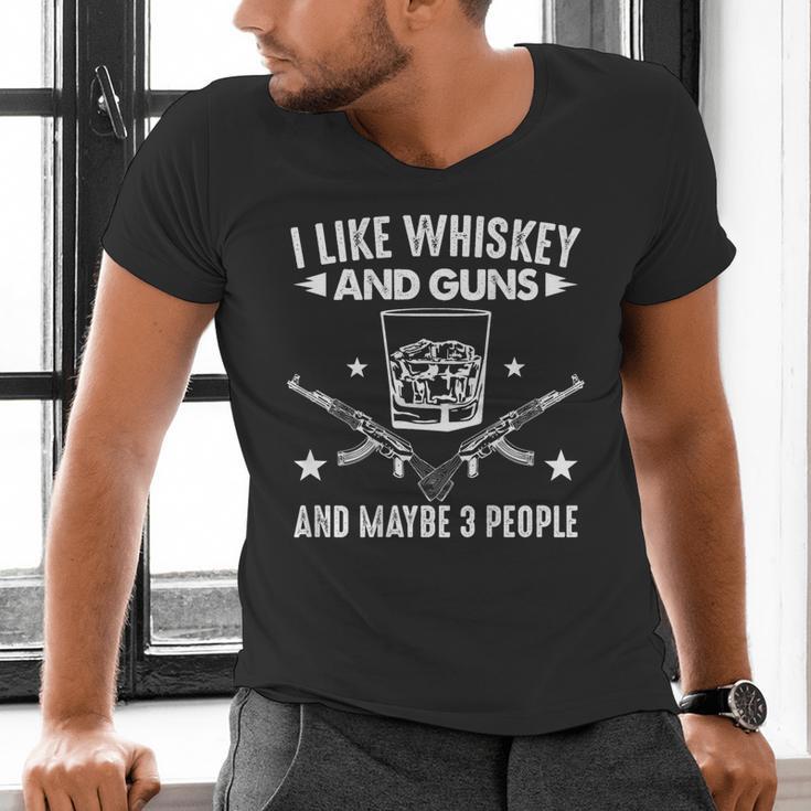 I Like Whiskey And Guns And Maybe 3 People Introvert Men's V-Neck T-Shirt I Like Whiskey And Guns And Maybe 3 People Introvert Men's V-Neck T-Shirt
