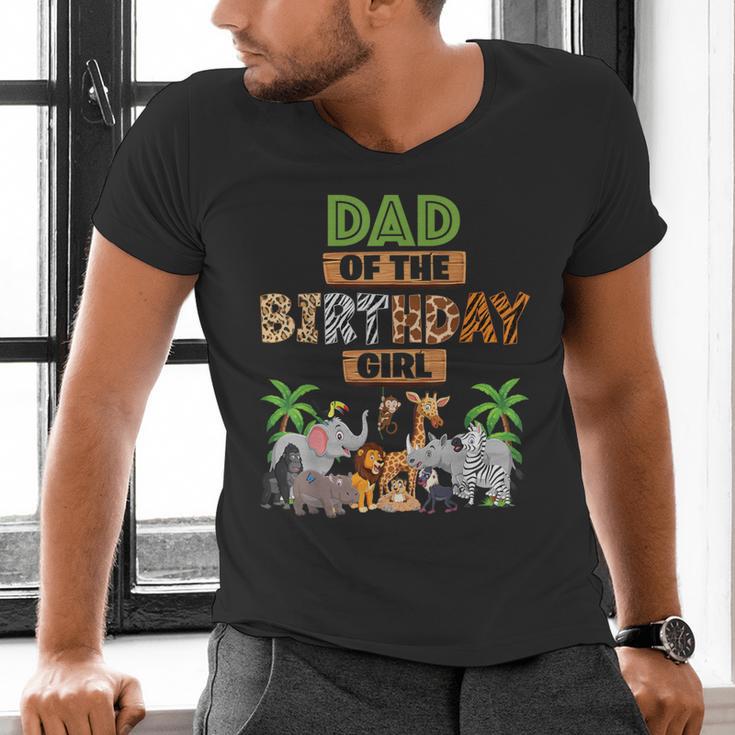 Wild Dad Of The Birthday Girl Zoo Safari Jungle Animal Men's V-Neck T-Shirt