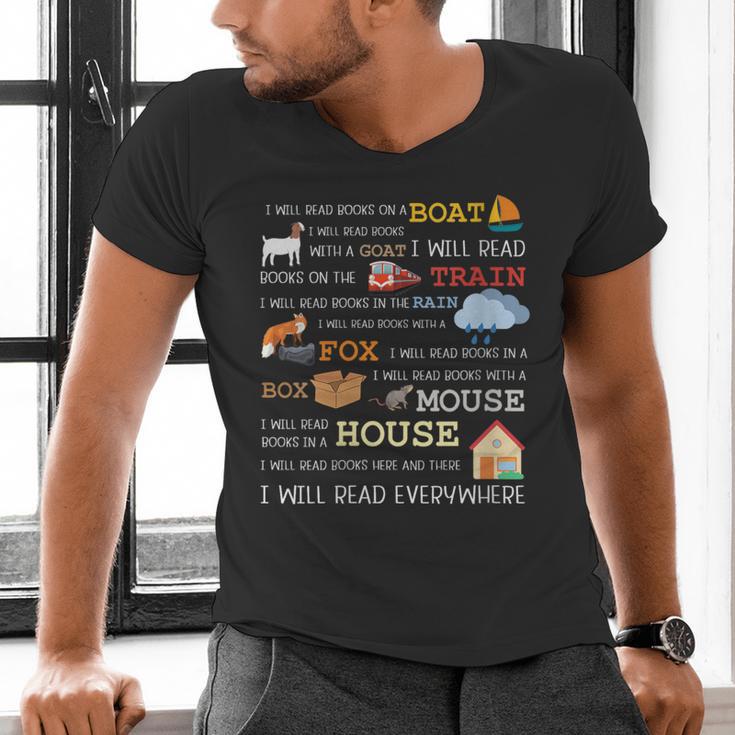 I Will Read Books On a Boat & Everywhere Reading Men's V-Neck T-Shirt