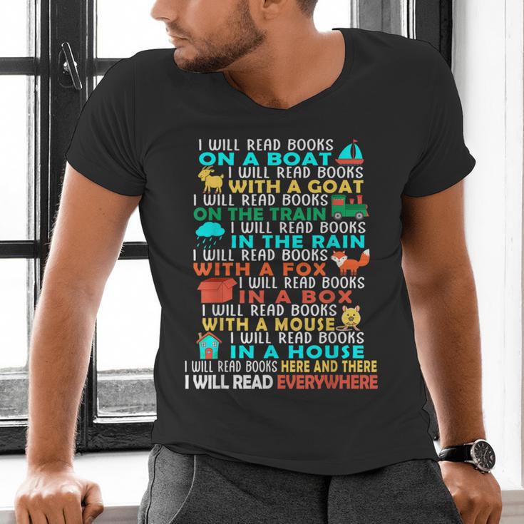 I Will Read Books On A Boat Kids Reading Read Books Men's V-Neck T-Shirt I Will Read Books On A Boat Kids Reading Read Books Men's V-Neck T-Shirt