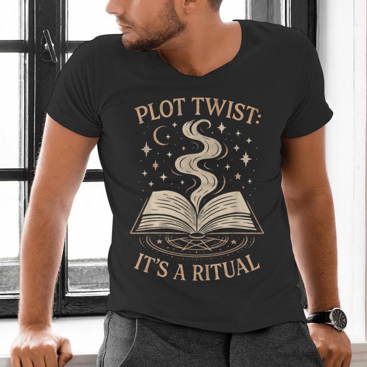 Witchy Book Club Pagan Reader Occult Fiction Coven Ritual Men's V-Neck T-Shirt
