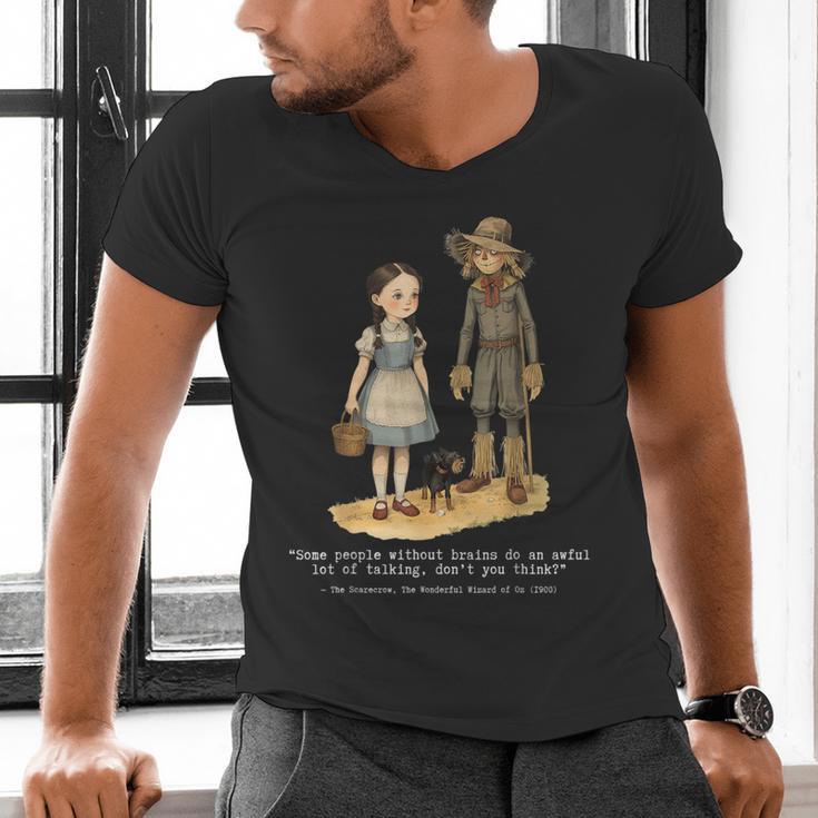 Wizard Of Oz Book Quote Scarecrow Dorothy Retro Drawing Men's V-Neck T-Shirt