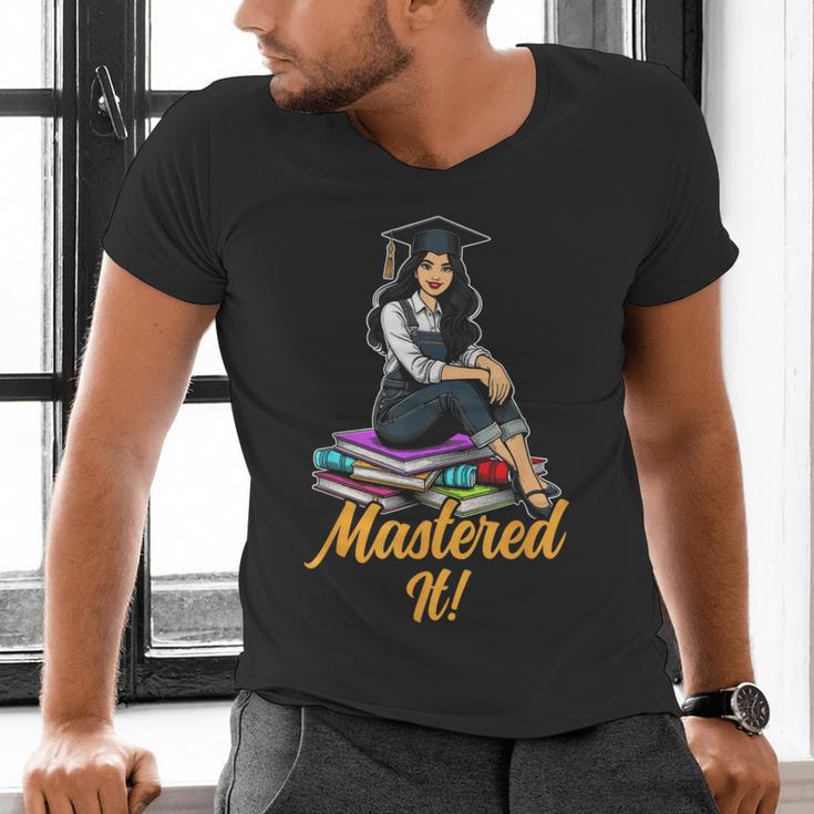 Women Mastered It Girl Master Degree Graduation Graduate Men's V-Neck T-Shirt