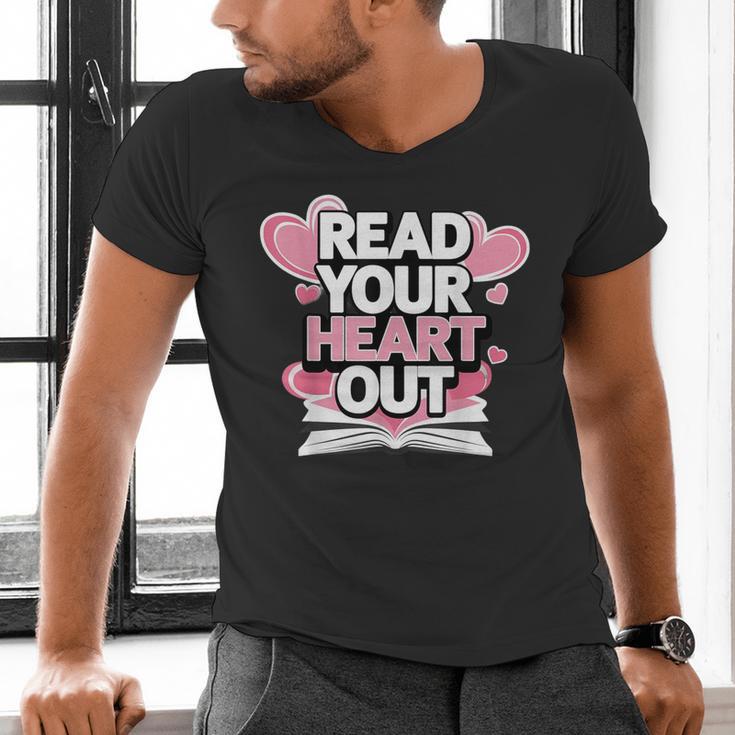 Women Read Your Heart Out Valentine's Day Teacher Book Men's V-Neck T-Shirt Women Read Your Heart Out Valentine's Day Teacher Book Men's V-Neck T-Shirt
