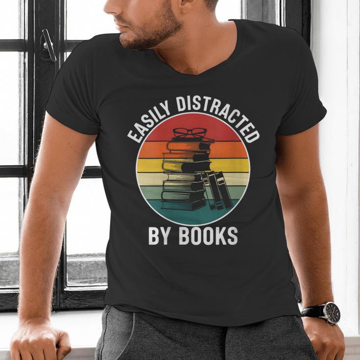 Women's Easily Distracted By Books Men's V-Neck T-Shirt Women's Easily Distracted By Books Men's V-Neck T-Shirt