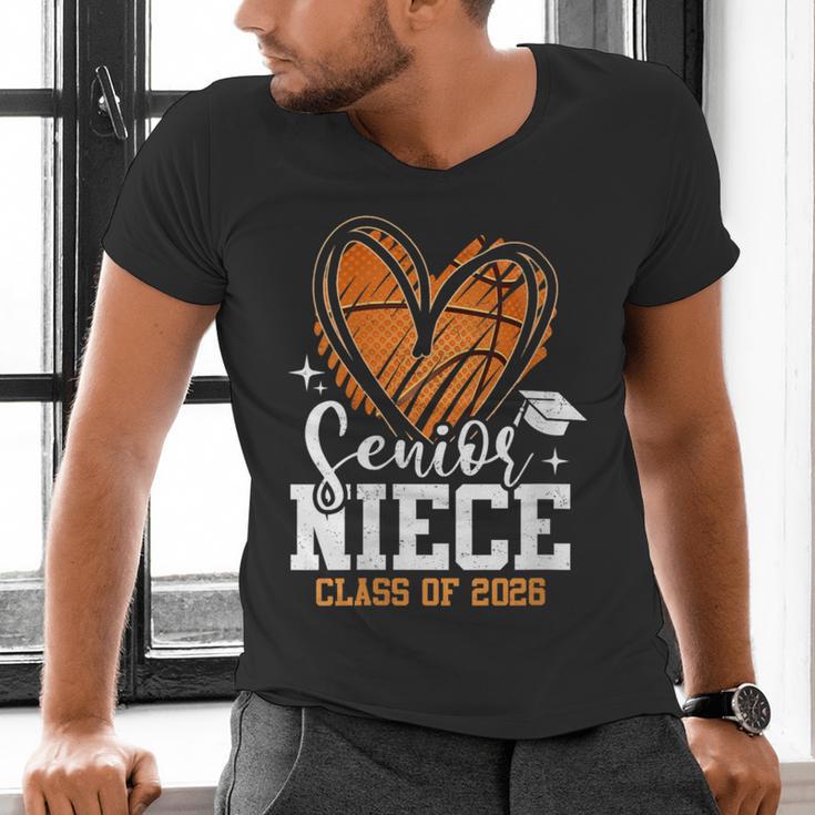 Women's Senior Niece Class Of 2026 Basketball Graduation Heart Men's V-Neck T-Shirt