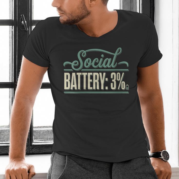 Women's Social Battery 3 Introvert Sarcasm Men's V-Neck T-Shirt Women's Social Battery 3 Introvert Sarcasm Men's V-Neck T-Shirt
