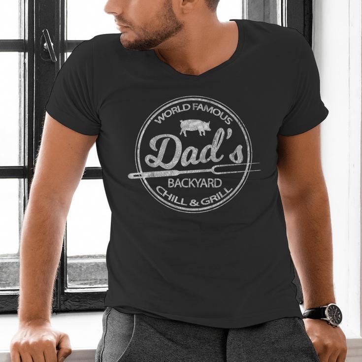 World Famous Dad's Backyard Grill & Chill BBQ T-Shirt Men's V-Neck T-Shirt