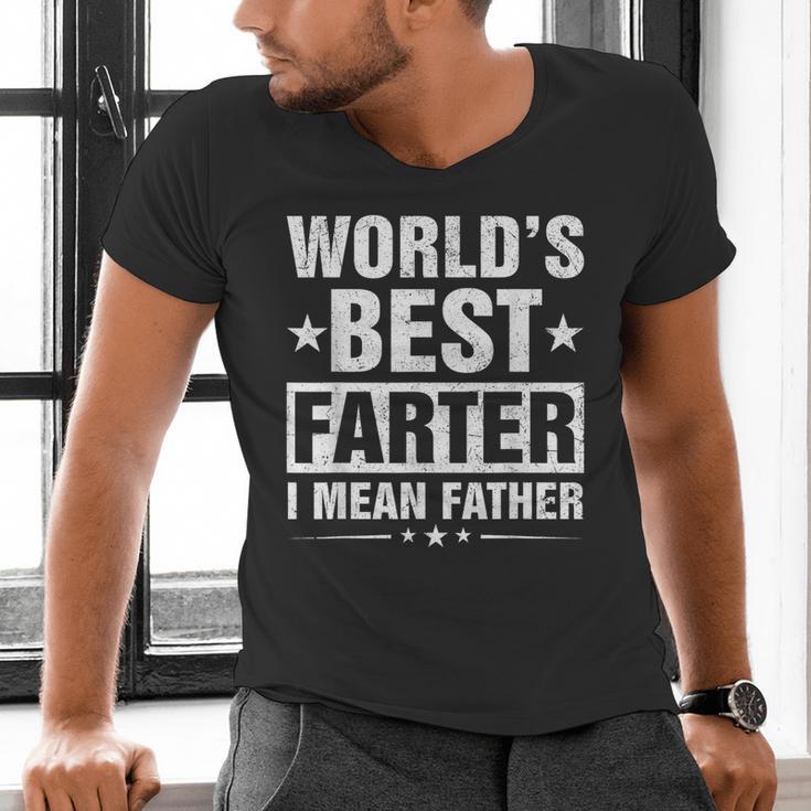 World's Best Farter I Mean Father Retro Father's Day Dad Men's V-Neck T-Shirt