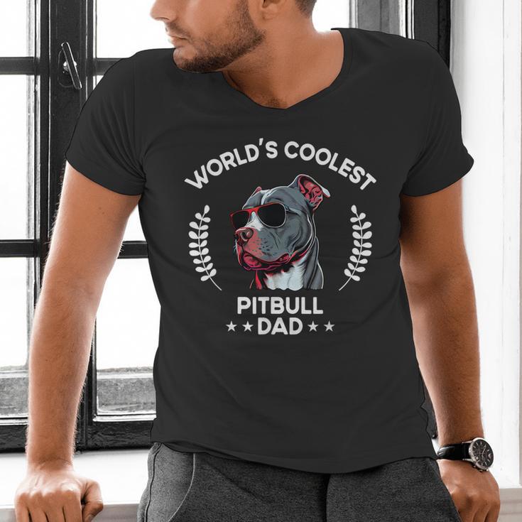 World's Coolest Dog Dad Papa Men Pitbull Men's V-Neck T-Shirt World's Coolest Dog Dad Papa Men Pitbull Men's V-Neck T-Shirt