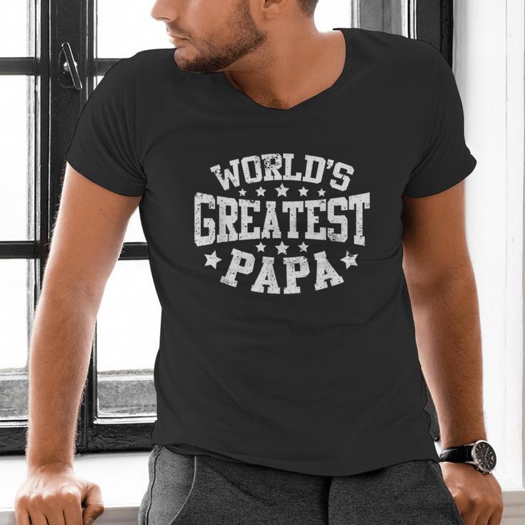 World's Greatest Papa Shirt Dad Father's Day Men's V-Neck T-Shirt