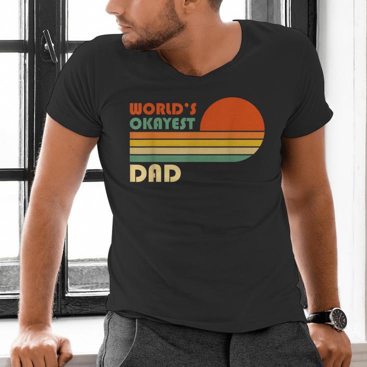 World's Okayest Dad Father Retro Vintage Men's V-Neck T-Shirt