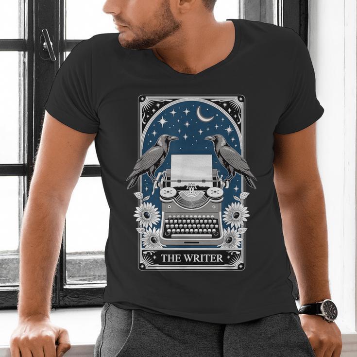 The Writer Typewriter Crow Writing Journalist Book Writer Men's V-Neck T-Shirt