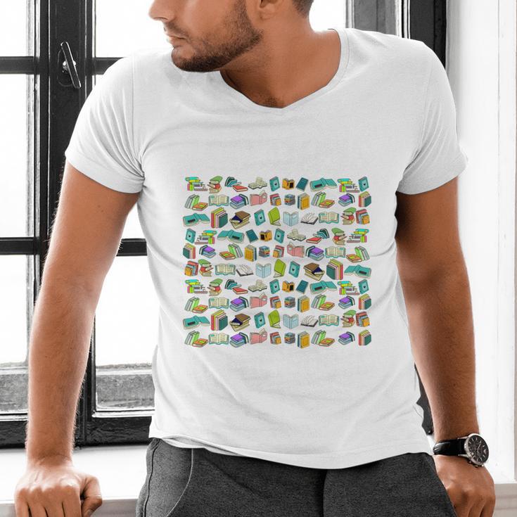 100 Days In The Books English Reading Teacher 100th Day Kids Men's V-Neck T-Shirt