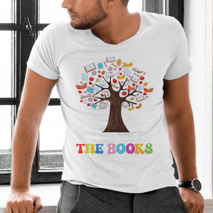 100 Days In The Books Reading Teacher 100th Day Of School Premium Tri-Blend Men's V-Neck T-Shirt