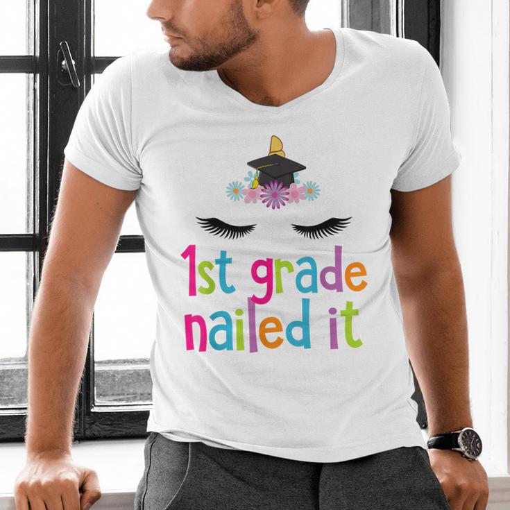 1st Grade Nailed ItShirt Unicorn Graduation Class Of 2018 Men's V-Neck T-Shirt