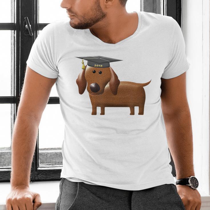 2018 Dog Graduation Shirt Dachshund Graduation For Men Women Kids Men's V-Neck T-Shirt