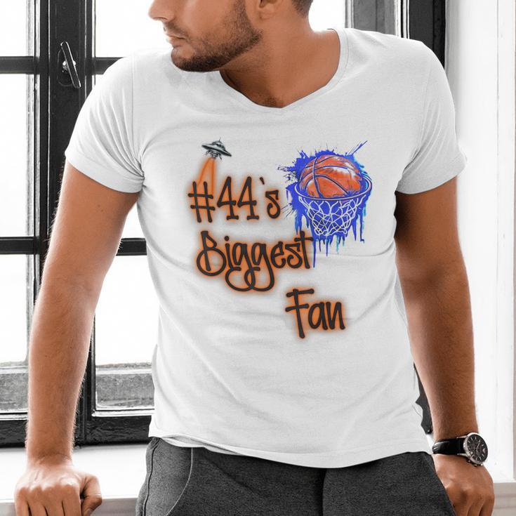 44 Biggest Fan Of Basketball Player Number 44 Dad Mom Men's V-Neck T-Shirt