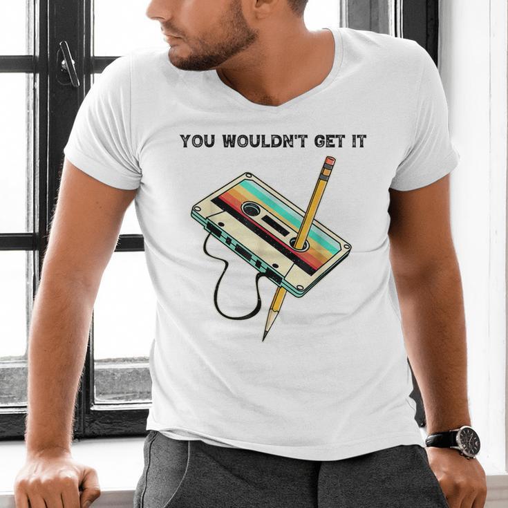 70s 80s 90s Retro Party Costume Nostalgia Cassette Men's V-Neck T-Shirt 70s 80s 90s Retro Party Costume Nostalgia Cassette Men's V-Neck T-Shirt