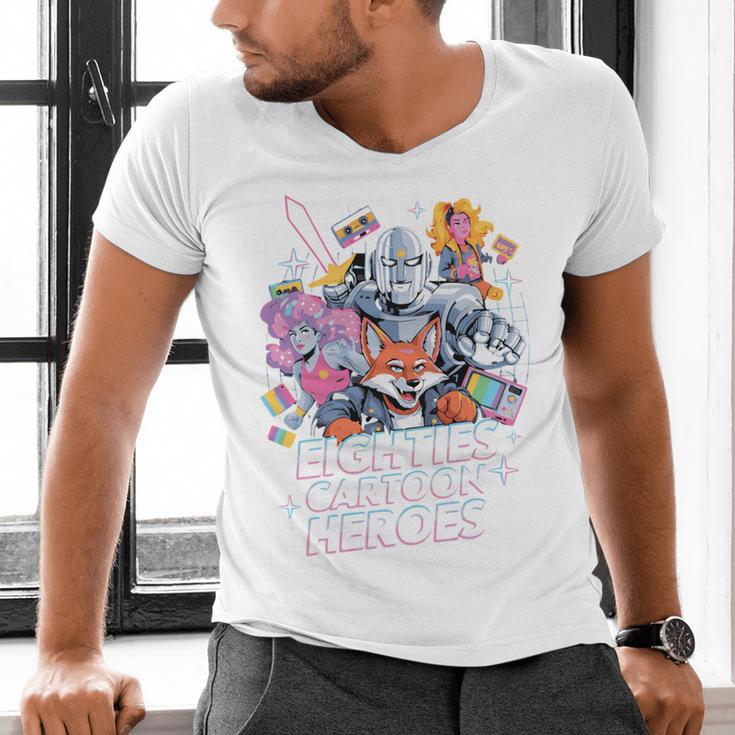 80's Cartoon Heroes Apparel For Retro Nostalgia Fans Men's V-Neck T-Shirt
