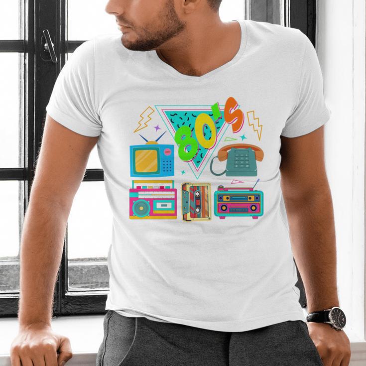 80's Vintage Cassette Tape Nostalgia Mixtape Era 1980s Retro Men's V-Neck T-Shirt