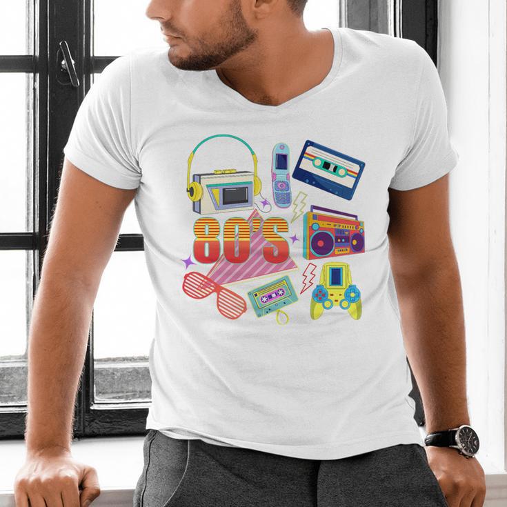 80's Vintage Cassette Tape Nostalgia Mixtape Era 1980s Retro Premium Tri-Blend Men's V-Neck T-Shirt
