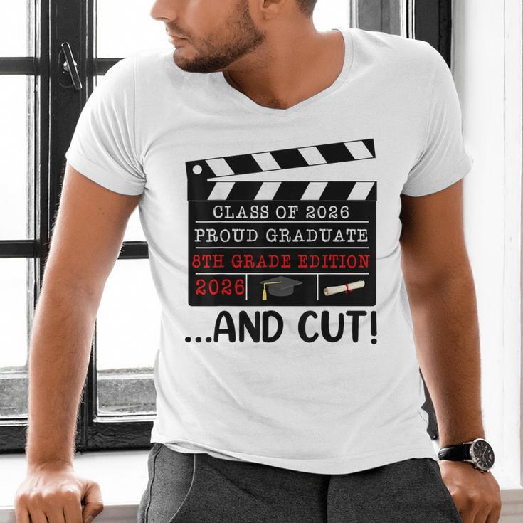 8th Grade Graduation 2026 Graduate Clapperboard Men's V-Neck T-Shirt