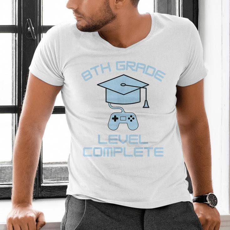 8th Grade Level Complete Eighth Grade Gamer Graduation Day Men's V-Neck T-Shirt