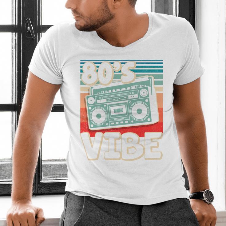 90's Vibe Vintage Style Cassette Tape Nostalgia 1990s Party Premium Tri-Blend Men's V-Neck T-Shirt