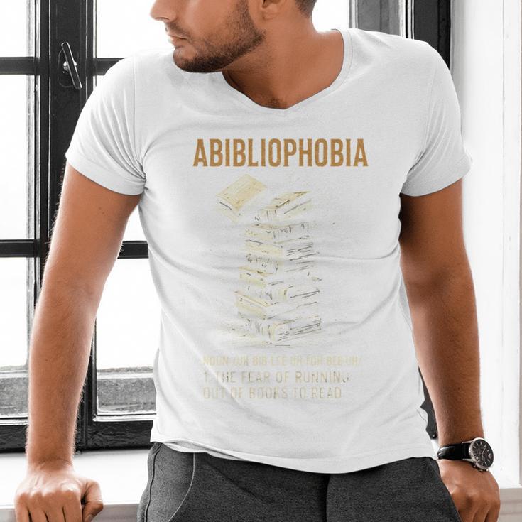 Abibliophobia Books Lover Bookworm Bookaholic Reader Men's V-Neck T-Shirt