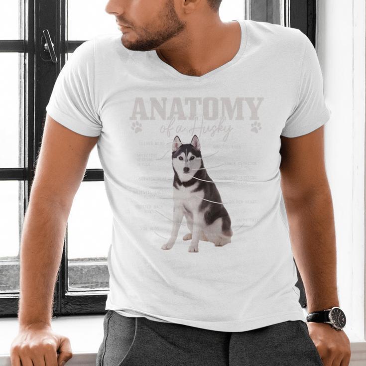 Anatomy Of A Siberian Husky Cute Dog Husky Mom Dad Men's V-Neck T-Shirt