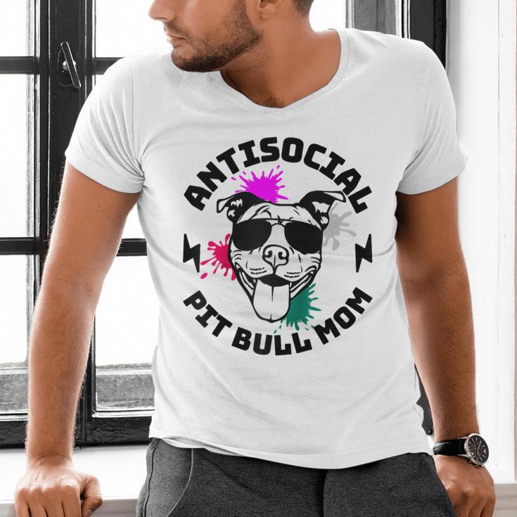Antisocial Pit Bull Mom Pittie Introvert Dog Lover Pit Bull Raglan Baseball Tee Men's V-Neck T-Shirt