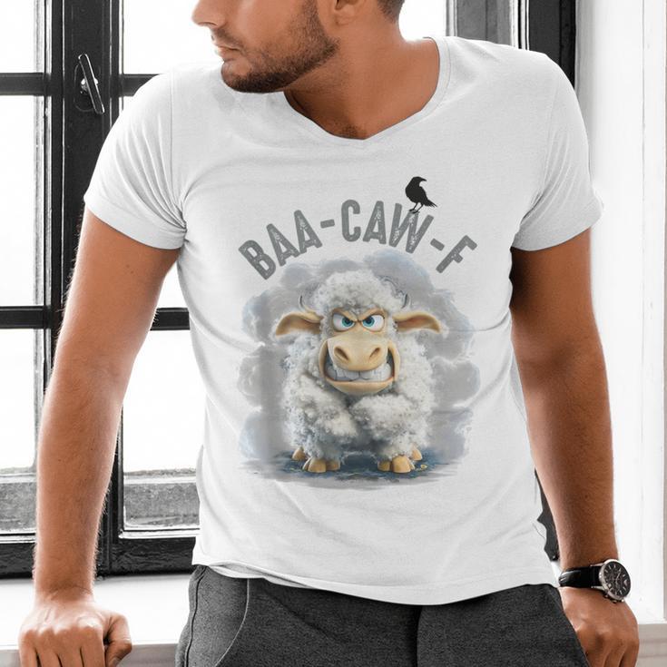 Back Off – Sheep Baa Crow Caw Pun For Introverts Men's V-Neck T-Shirt