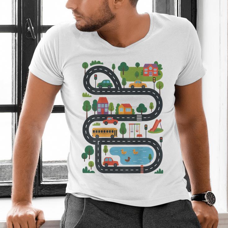 On Back Tired Dads Club Car Race Track On Dad Daddy Men's V-Neck T-Shirt