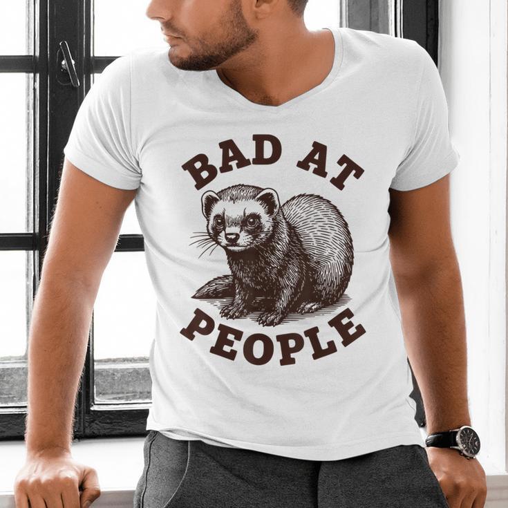 Bad At People Ferret Introvert Saying Slogan Tee Men's V-Neck T-Shirt