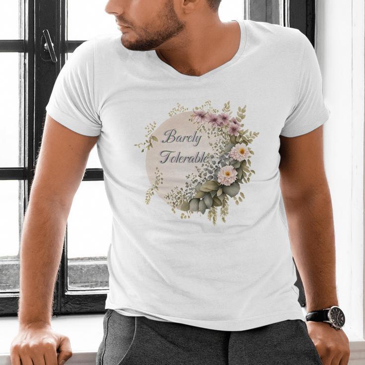 Barely Tolerable Book Lover Bookish Floral Bookworm Men's V-Neck T-Shirt Barely Tolerable Book Lover Bookish Floral Bookworm Men's V-Neck T-Shirt